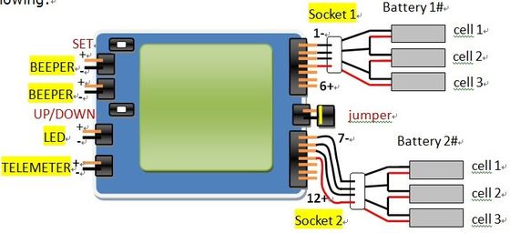6S 12S LiPO Batteriezellen Spannungsmonitor Überwachungssystem